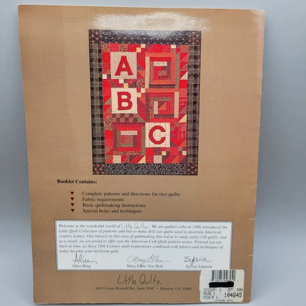 American Crib Quilts Welcome Home Pattern Book 19th Century Inspired 2 Patterns